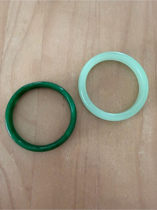 Jewelry - Vintage jade or jade-like bangles. So pretty and fun to layer with